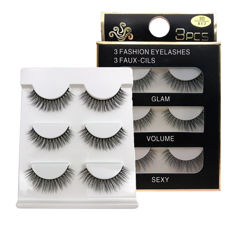 EC2BE 3 Pairs Natural False Eyelashes Thick Make Ups 3d Mink Lashes Soft Eyelash Extension Fake Eyelash Long Mink Eyelashes