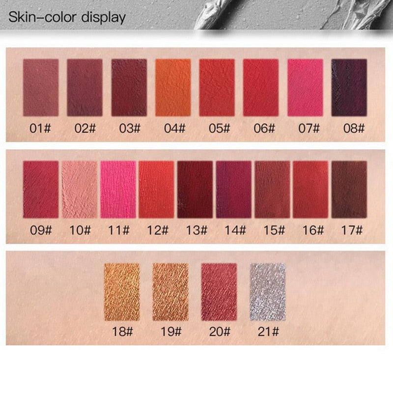 Waterproof Nude Matte Velvet Glossy Lip Gloss 21 Colors Women Fashion