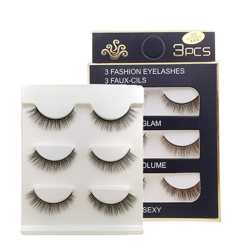 EC2BE 3 Pairs Natural False Eyelashes Thick Make Ups 3d Mink Lashes Soft Eyelash Extension Fake Eyelash Long Mink Eyelashes