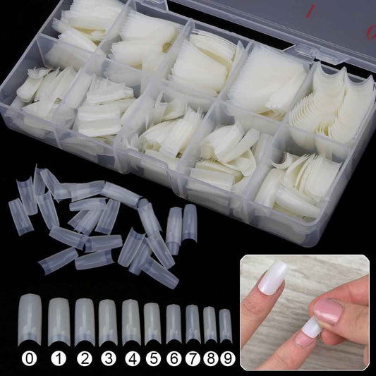 500pcs Fake Nails French Manicure Acrylic False Nails