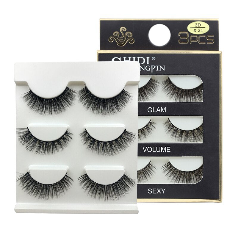 EC2BE 3 Pairs Natural False Eyelashes Thick Make Ups 3d Mink Lashes Soft Eyelash Extension Fake Eyelash Long Mink Eyelashes