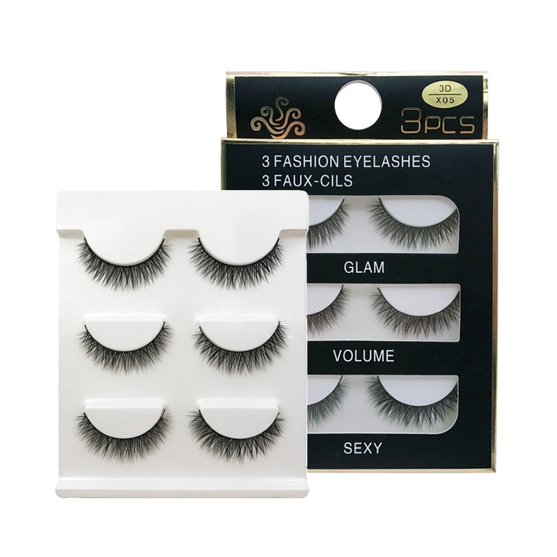 EC2BE 3 Pairs Natural False Eyelashes Thick Make Ups 3d Mink Lashes Soft Eyelash Extension Fake Eyelash Long Mink Eyelashes