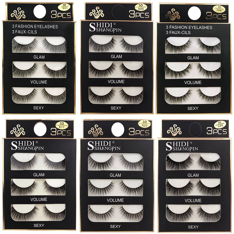 EC2BE 3 Pairs Natural False Eyelashes Thick Make Ups 3d Mink Lashes Soft Eyelash Extension Fake Eyelash Long Mink Eyelashes