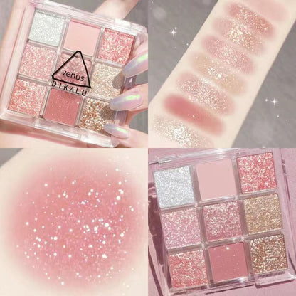 9 Colors Nude Shimmer Matte Eyeshadow Pallete Glitter Long Lasting Waterproof