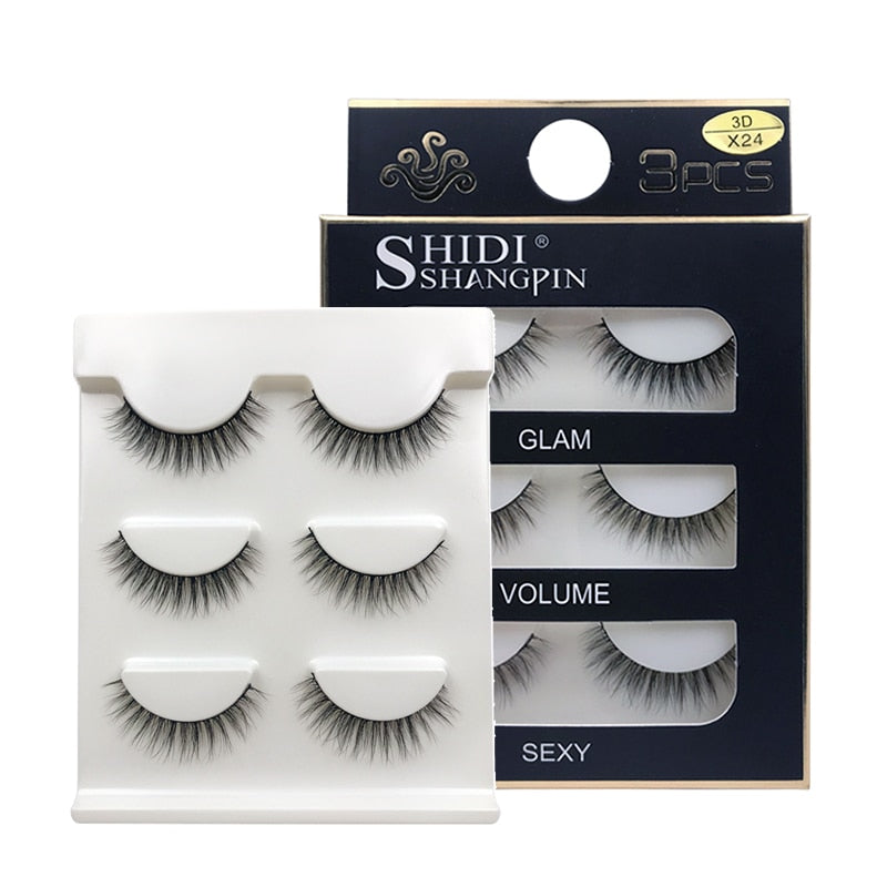 EC2BE 3 Pairs Natural False Eyelashes Thick Make Ups 3d Mink Lashes Soft Eyelash Extension Fake Eyelash Long Mink Eyelashes