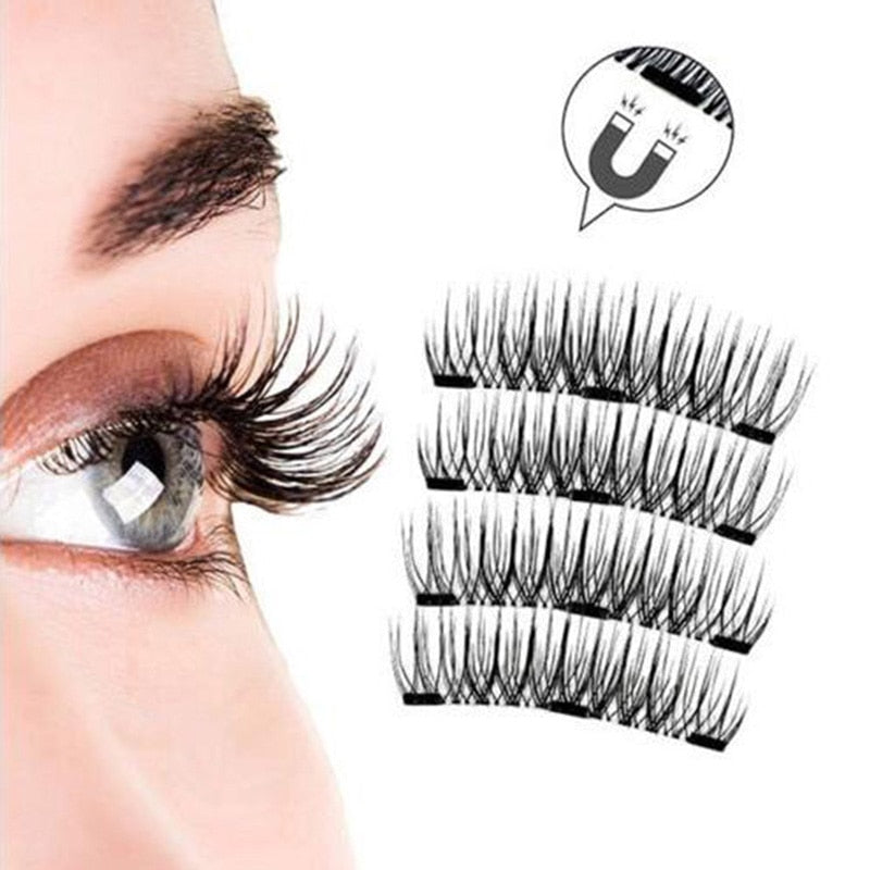 3D Magnetic Eyelashes With 3 Magnets Magnetic Lashes Natural Long False Eyelashes Magnet Eyelash Extension Makeup Tools