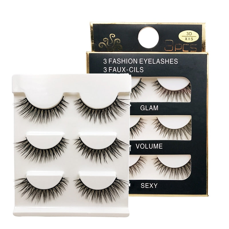 EC2BE 3 Pairs Natural False Eyelashes Thick Make Ups 3d Mink Lashes Soft Eyelash Extension Fake Eyelash Long Mink Eyelashes