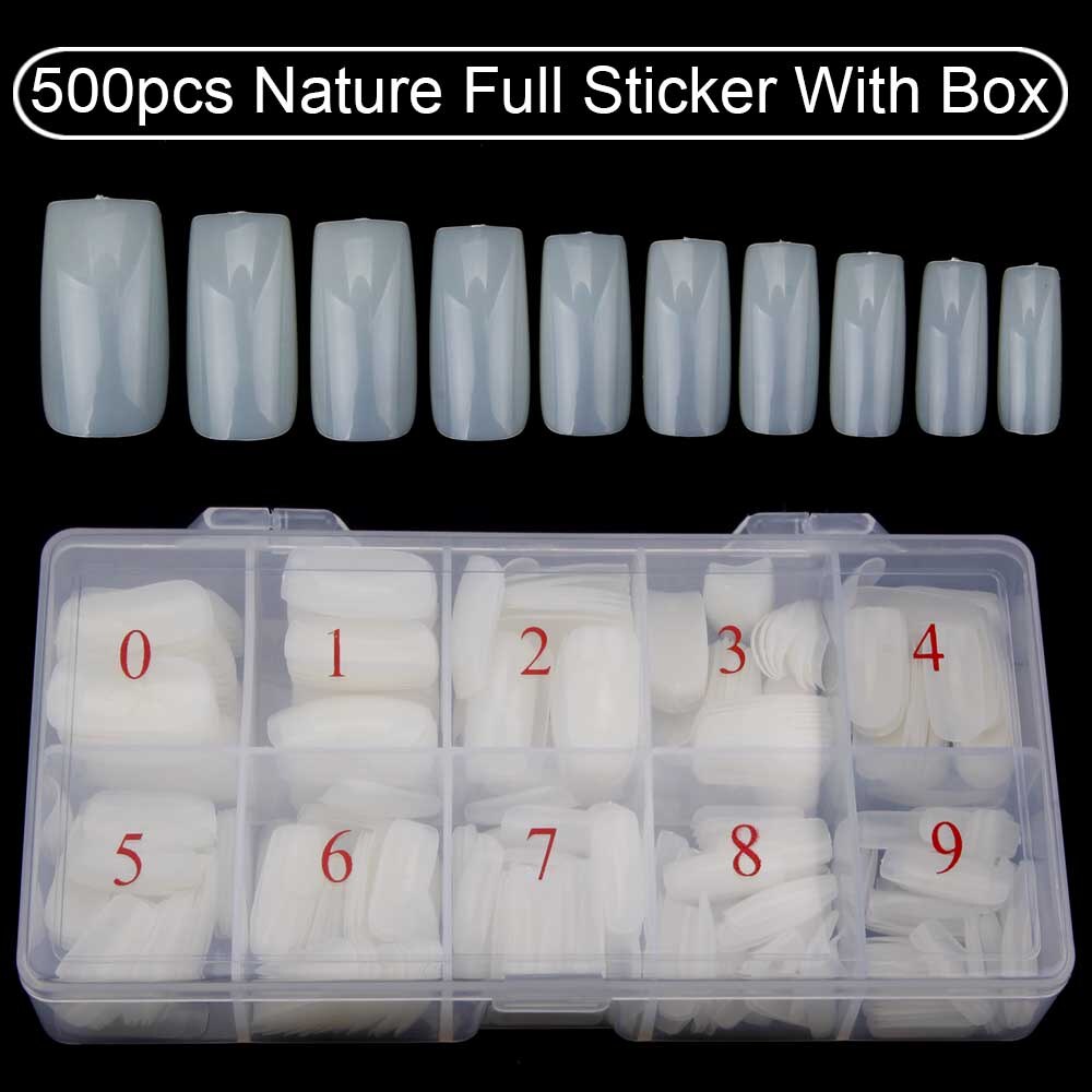 500pcs Fake Nails French Manicure Acrylic False Nails