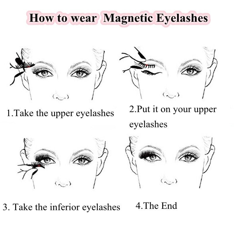 3D Magnetic Eyelashes With 3 Magnets Magnetic Lashes Natural Long False Eyelashes Magnet Eyelash Extension Makeup Tools