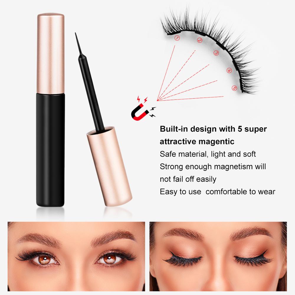 YAPEMAKER Magnetic Eyelashes 3D False Mink Eyelashes Magnet Lashes Magnetic Eyeliner&Tweezer Set Makeup Pestañas Magneticas