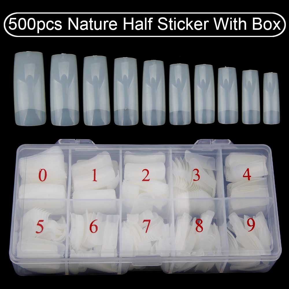 500pcs Fake Nails French Manicure Acrylic False Nails