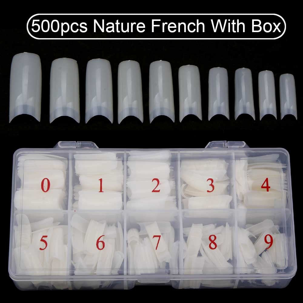 500pcs Fake Nails French Manicure Acrylic False Nails